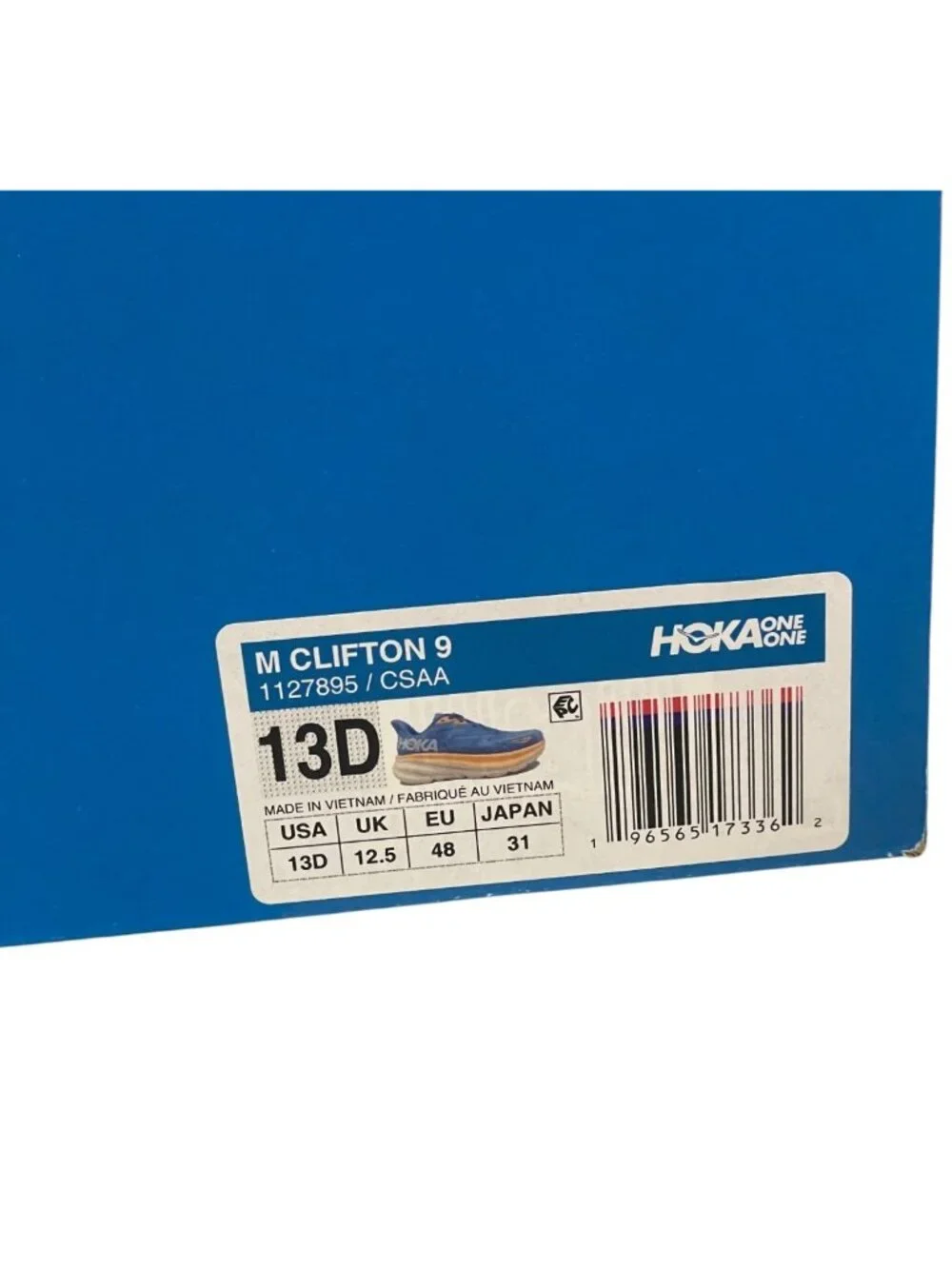 Hoka Mens Clifton 9 Running Shoes 13 D Coastal Sky All Aboard 1127895-CSAA NWB